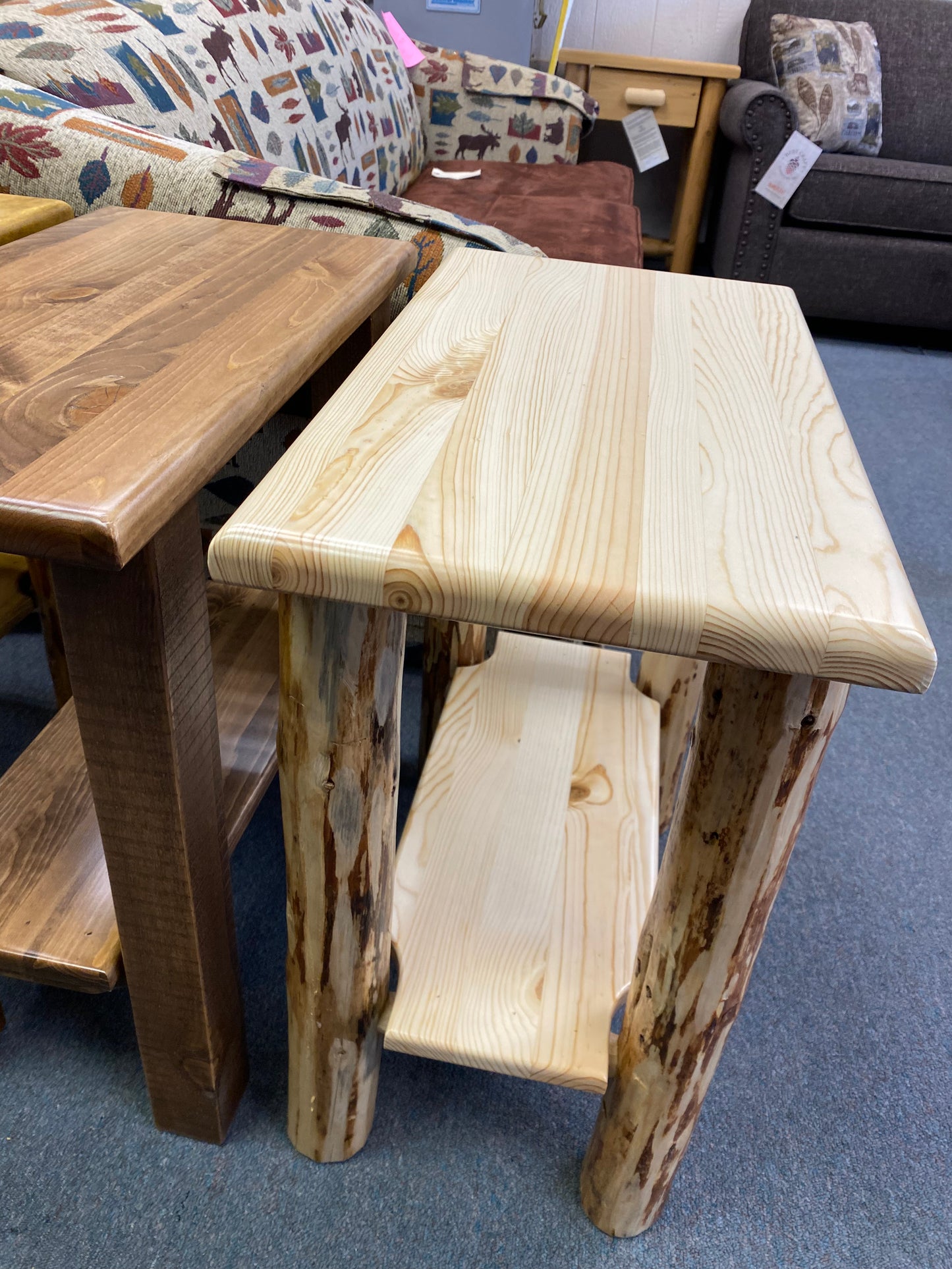 Log Chairside End Table