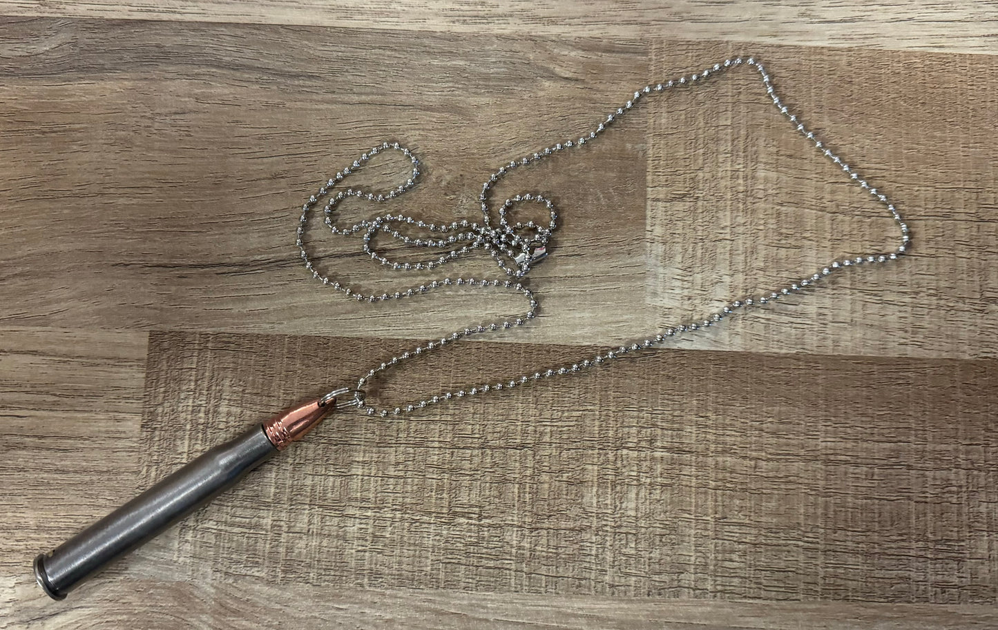 Silver Rifle Bullet Necklace Knife
