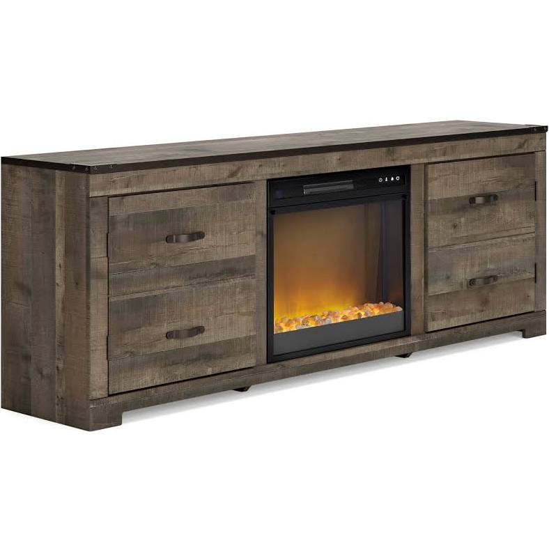 Trinell Rustic Brown TV Stand with Fireplace Options